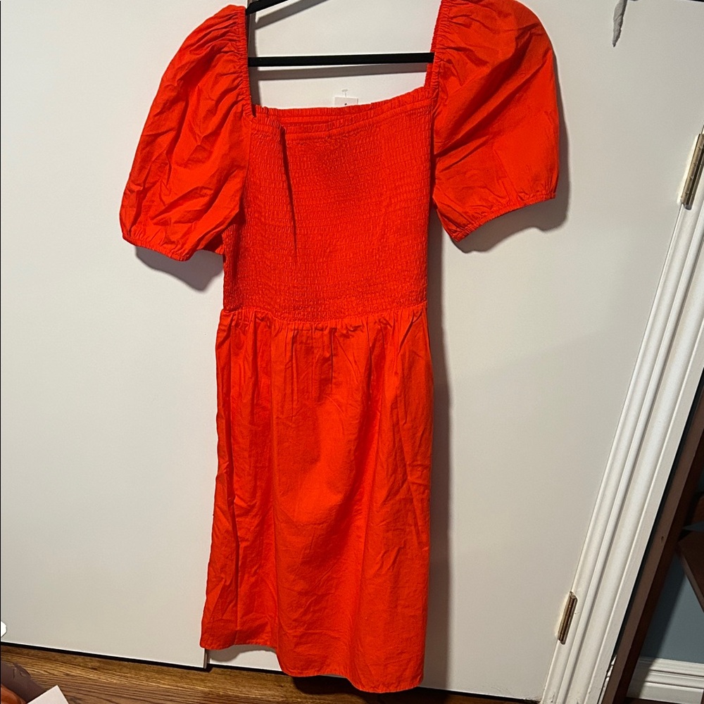 LOFT Bright Orange Textured Dress